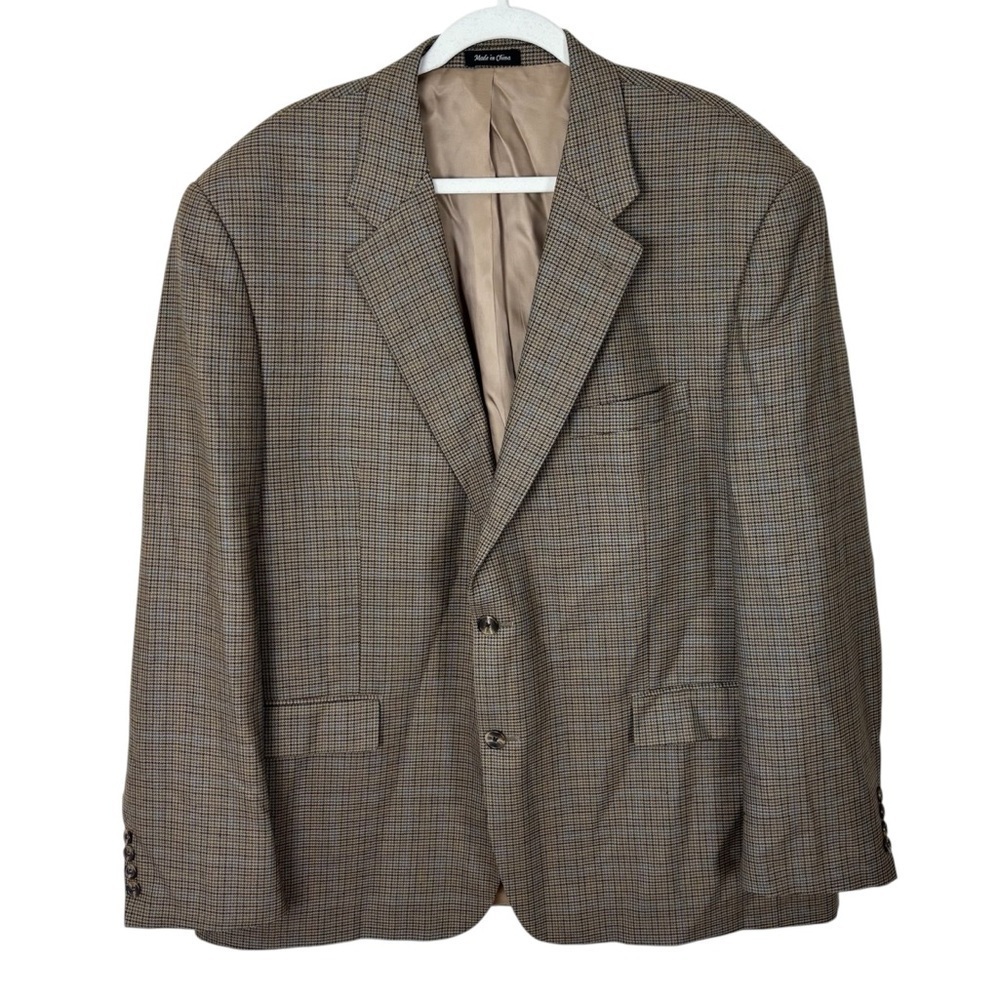 Ralph Lauren LRL Sport Coat Men’s Sz 50R Houndstooth Print Two Button Silk Wool